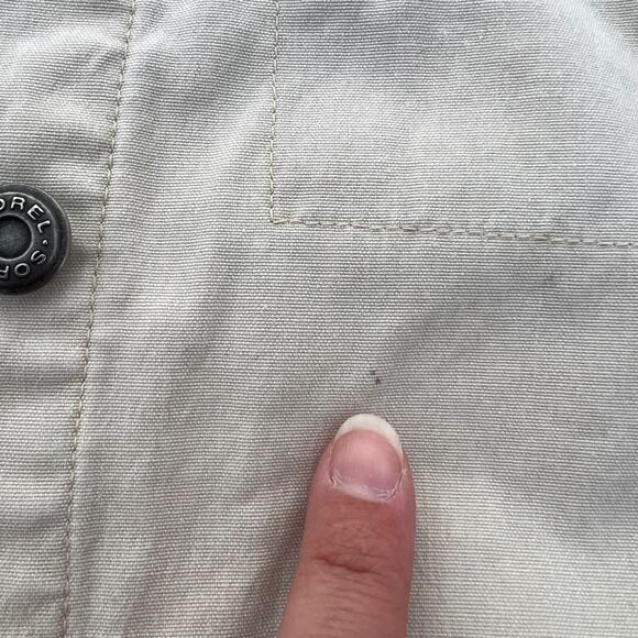 Sorel Button Up Twill Jacket Womens Size Medium Garden Beige Canvas Denim - Picture 6 of 7